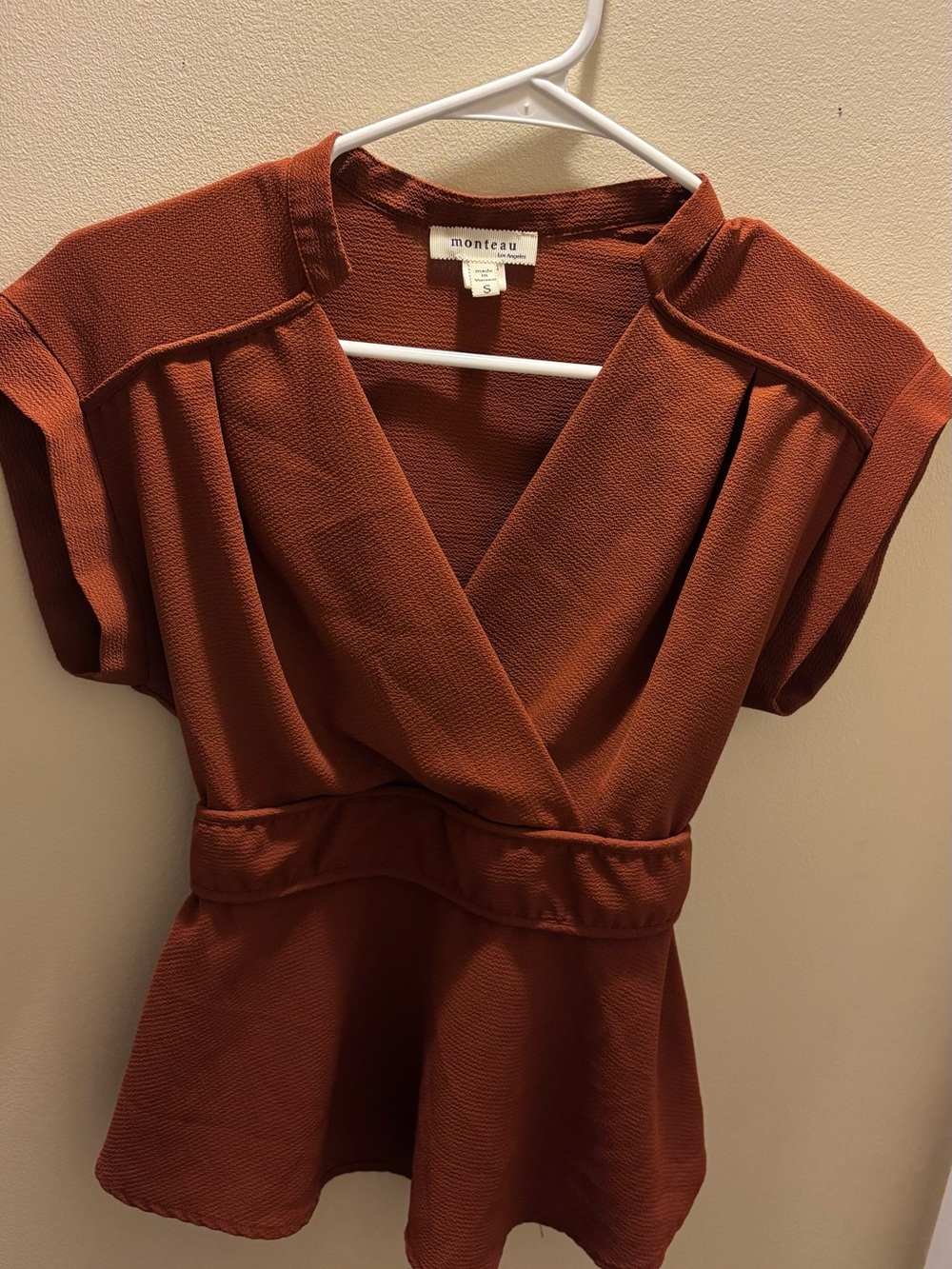 Monteau Rust-Orange Wrap Blouse